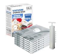 LKH Vacuum Seal Bags for Clothing Travel with Pump - Pack of 6 Waterproof, Airtight & Reusable Space Saver Vacuum Storage Bags | Reduce Volume by 80% - 3x Seal Valve for Secure Compression 50x70cm