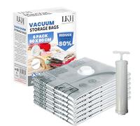 LKH Vacuum Storage Bags with Pump Heavy-Duty Clothes Storage Bags - Waterproof, Airtight & Reusable Space Saver Bags Reduce Volume by 80% - 3x Seal Valve for Secure Compression 60x80cm (6 Pack)