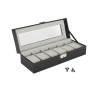 LKH Watch Box 6 Slot - Premium Watch Storage Case with Metal Clasp Lock & 2 Keys, Faux Leather With Removable Pillows Watch Organizer for Men & Women, Display Case with Glass Lid & Pillows