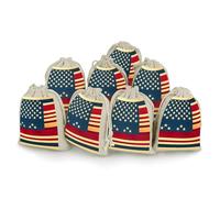 LKHDS 8PCS Drawstring Bags, American Flag Print Cotton Storage Bags for Home, Reusable Jewelry Pouch Portable Bunches Pocket for Party Wedding Christmas Gift Bag