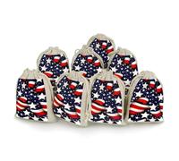LKHDS 8PCS Drawstring Bags, American Flag Stars Stripes Cotton Storage Bags for Home, Reusable Jewelry Pouch Portable Bunches Pocket for Party Wedding Christmas Gift Bag
