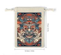 LKHDS 8PCS Drawstring Bags, Asian Style Pattern Cotton Storage Bags for Home, Reusable Jewelry Pouch Portable Bunches Pocket for Party Wedding Christmas Gift Bag