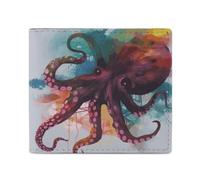 LKHDS Abstract Colorful Octopus Bifold Wallet with ID Window, Leather Slim Wallet Easy Access Compact Purse for Men Women