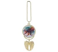 LKHDS Abstract Colorful Octopus Car Pendant, Rear View Mirror Hanging Ornament, Auto Decor for Rearview Mirror, Keychain Golden-style