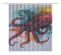 LKHDS Abstract Colorful Octopus Shower Curtains for Bathroom, Waterproof Fabric Bath Curtain with 12 Hooks, Washable Lightweight Bathroom Decor 66x72Inch（168x183cm）