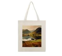 LKHDS Aesthetic Canvas Tote Bag for Women, 15.8"x13.4" Cotton Reusable Grocery Bags with Pattern, Cute Beach Bags Lake District National Park Shoulder Bag for Shopping, Work, Beach, Vacation