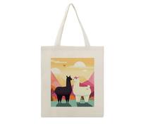 LKHDS Aesthetic Canvas Tote Bag for Women, 15.8"x13.4" Cotton Reusable Grocery Bags with Pattern, Cute Beach Bags Alpacas in Love Shoulder Bag for Shopping, Work, Beach, Vacation