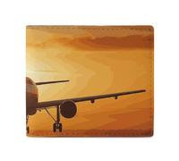 LKHDS Aircraft Plane at Sunset Bifold Wallet with ID Window, Leather Slim Wallet Easy Access Compact Purse for Men Women