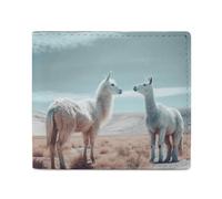 LKHDS Alpaca on The Grass Bifold Wallet with ID Window, Leather Slim Wallet Easy Access Compact Purse for Men Women