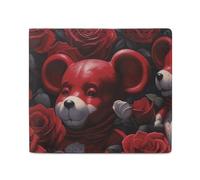 LKHDS Bear Among The Roses Bifold Wallet with ID Window, Leather Slim Wallet Easy Access Compact Purse for Men Women