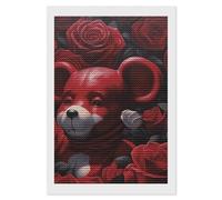 LKHDS Bear Among The Roses Diamond Painting Kits for Adults, Full Round Drill DIY Diamond Art, 5D Gem Art and Crafts for Home Wall Decor 8"x12"