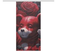LKHDS Bear Among The Roses Shower Curtains for Bathroom, Waterproof Fabric Bath Curtain with 12 Hooks, Washable Lightweight Bathroom Decor 36x72Inch(92x183cm)