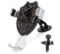 LKHDS Black Marble Texture Gold Phone Holders for Your Car Phone Mount Truck Stand for All Phone, Adjustable and Easy Clamp Cellphone Holder Car Accessories for Dashboard/Windshield/Vent