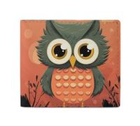 LKHDS Cartoon Owl on Orange Background Bifold Wallet with ID Window, Leather Slim Wallet Easy Access Compact Purse for Men Women