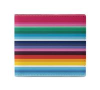 LKHDS Colorful Mexican Stripes Bifold Wallet with ID Window, Leather Slim Wallet Easy Access Compact Purse for Men Women