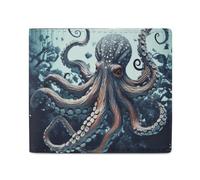 LKHDS Cool Octopus Bifold Wallet with ID Window, Leather Slim Wallet Easy Access Compact Purse for Men Women