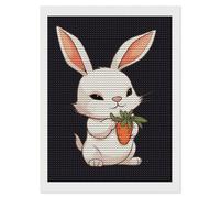 LKHDS Cute Bunny Holding Carrot Diamond Painting Kits for Adults, Full Round Drill DIY Diamond Art, 5D Gem Art and Crafts for Home Wall Decor 12"x16"