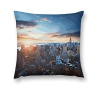 LKHDS New York City Skyline Throw Pillow Covers 12 "x12 Super Soft Plush | Square Decorative Throw Pillow Covers, Modern Home Decor, Double-Sided Accent Pillow Cases for Couch Sofa Bedroom Living Room