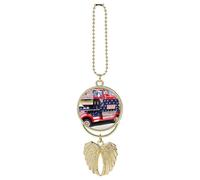 LKHDS Patriotic Truck Car Pendant, Rear View Mirror Hanging Ornament, Auto Decor for Rearview Mirror, Keychain Golden-style
