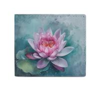 LKHDS Peach Water Lily Flower Bifold Wallet with ID Window, Leather Slim Wallet Easy Access Compact Purse for Men Women
