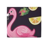 LKHDS Pineapple Banana Flamingo Bifold Wallet with ID Window, Leather Slim Wallet Easy Access Compact Purse for Men Women