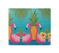 LKHDS Pineapple Flamingo Bifold Wallet with ID Window, Leather Slim Wallet Easy Access Compact Purse for Men Women