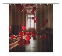 LKHDS Red Balloons in The Room Shower Curtains for Bathroom, Waterproof Fabric Bath Curtain with 12 Hooks, Washable Lightweight Bathroom Decor 66x72Inch(168x183cm)