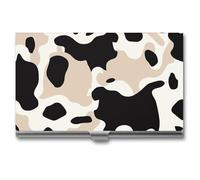 LKHDS Slim Aluminum Alloy Business Card Holder Cow Spot Pocket Business Card Case Portable Business Card Wallet Business Card Holders Handheld Card Box for Women Men, style, One Size