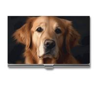 LKHDS Slim Aluminum Alloy Business Card Holder Golden Retriever Pocket Business Card Case Portable Business Card Wallet Business Card Holders Handheld Card Box for Women Men, style, One Size