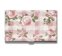 LKHDS Slim Aluminum Alloy Business Card Holder Peach Retro Pattern Pocket Business Card Case Portable Business Card Wallet Business Card Holders Handheld Card Box for Women Men, style, One Size