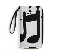 LKHDS Small Leather Bag with Wristlet Black And White Music Note Printed Genuine Leather Wallet for Men And Women Exquisite And Personalized Portable Wallet, white, 19.7x10.5cm