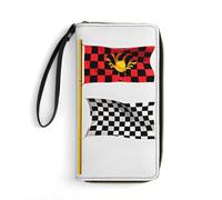 LKHDS Small Leather Bag with Wristlet Checkered Flags Race Flags Printed Genuine Leather Wallet for Men And Women Exquisite And Personalized Portable Wallet, white, 19.7x10.5cm