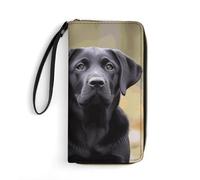 LKHDS Small Leather Bag with Wristlet Labrador Retriever Dog Printed Genuine Leather Wallet for Men And Women Exquisite And Personalized Portable Wallet, white, 19.7x10.5cm