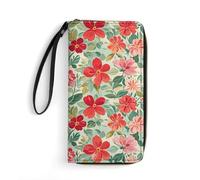 LKHDS Small Leather Bag with Wristlet Spring Floral Patterns Printed Genuine Leather Wallet for Men And Women Exquisite And Personalized Portable Wallet, white, 19.7x10.5cm