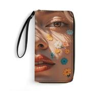 LKHDS Small Leather Bag with Wristlet Sun-kissed Printed Genuine Leather Wallet for Men And Women Exquisite And Personalized Portable Wallet, white, 19.7x10.5cm