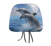 LKHDS Universal Headrest Covers Pack of 2, Two Dolphins Headrest Cover for Car, Easy to Install, Breathable & Soft Headrest Protectors for Most Vehicle