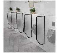LKHGTR Black Men'S Urinal Partition Divider, Tempered Glass Public Toilet Privacy Baffle, Wall Mounted Urinal Privacy Screen Baffle For Bathroom/Hotel/Public,Black-120cm-6 Pcs Made in China