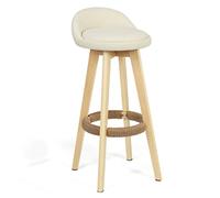 LKHGTR Dining Chair Swivel PU Seat Family Stool Bar Stool Bar Stool Solid Wood Legs Natural Vintage High Stool for Pub Cafeteria Dining Room Restaurant Bar Chair Max Load (White 73cm) Made in China