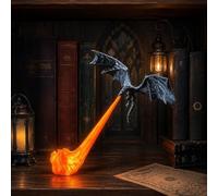 LKHYUKU Dragon Bookshelf Nook Light, 3D Printed Fire-Breathing Fantasy Shelf Decor | Flying Dragon Design | Red or Blue Flame | Large & Small Options | Book Lover Gift | Halloween Shelf Display