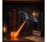 LKHYUKU Dragon Bookshelf Nook Light, 3D Printed Fire-Breathing Fantasy Shelf Decor | Flying Dragon Design | Red or Blue Flame | Large & Small Options | Book Lover Gift | Halloween Shelf Display