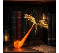 LKHYUKU Dragon Bookshelf Nook Light, 3D Printed Fire-Breathing Fantasy Shelf Decor | Flying Dragon Design | Red or Blue Flame | Large & Small Options | Book Lover Gift | Halloween Shelf Display