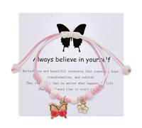 LKingel Always Believe in Yourself Butterfly Bracelets for Women Adjustable Butterfly Charm Bracelets Personalized Butterfly Flower Braided Friendship Matching Lucky Bracelets for Women, L, Zinc, no