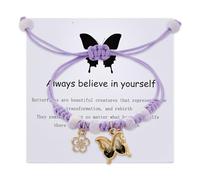 LKingel Always Believe in Yourself Butterfly Bracelets for Women Adjustable Butterfly Charm Bracelets Personalized Butterfly Flower Braided Friendship Matching Lucky Bracelets for Women, L, Zinc, no