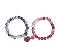 LKingel Beaded Couple Bracelets for Couples Matching Bracelets Stretch Beaded Sun Heart Lock Charm Bracelet Best Friends Forever Bracelet, L, Beads, no gemstone