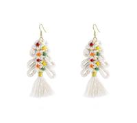 LKingel Christmas Tassel Earrings for Women Christmas Tree Santa Claus Tassel Dangle Earrings Fun Lightweight Tassel Beaded Earrings Christmas Holiday Earrings Stocking Stuffers Christmas Gifts 2024