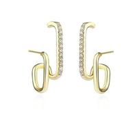 LKingel Double Twist Hoop Earrings for Women, Petite Quartet Earrings, Double Hoop Earrings, Hanging Earrings, Paperclip Stud Earrings for Girls, Zinc, No Gemstone