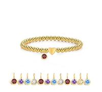 LKingel Gold Beaded Bracelets for Women Gold Heart Birthstone Bracelets Gold Beaded Bracelets Charm Every Month Shiny Finish Prom Jewellery for Women, L, Gold