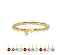 LKingel Gold Beaded Bracelets for Women Gold Heart Birthstone Bracelets Gold Beaded Bracelets Charm Every Month Shiny Finish Prom Jewellery for Women, L, Copper