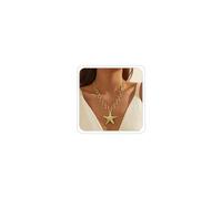 LKingel Gold Starfish Necklaces for Women Bohemian Mermaid Necklaces Summer Ocean Seashell Charm Necklace Hawaiian Surf Beach Jewelry, L, Metal, No Gemstone