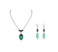 LKingel Gothic Jewelry Set for Women Black Necklace Earring Set Punk Bat Pendant Necklace Charm Crystal Dangle Drop Earrings Emo Accessories Halloween Witch Jewelry Gift for Women, Alloy Steel, No